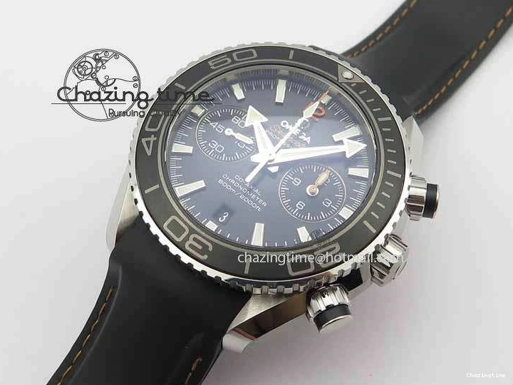 0131 Planet Ocean Master Chrono 45mm SS OM 1:1 Best Edition Black Dial Orange 12 On Rubber Strap A Durable 8169